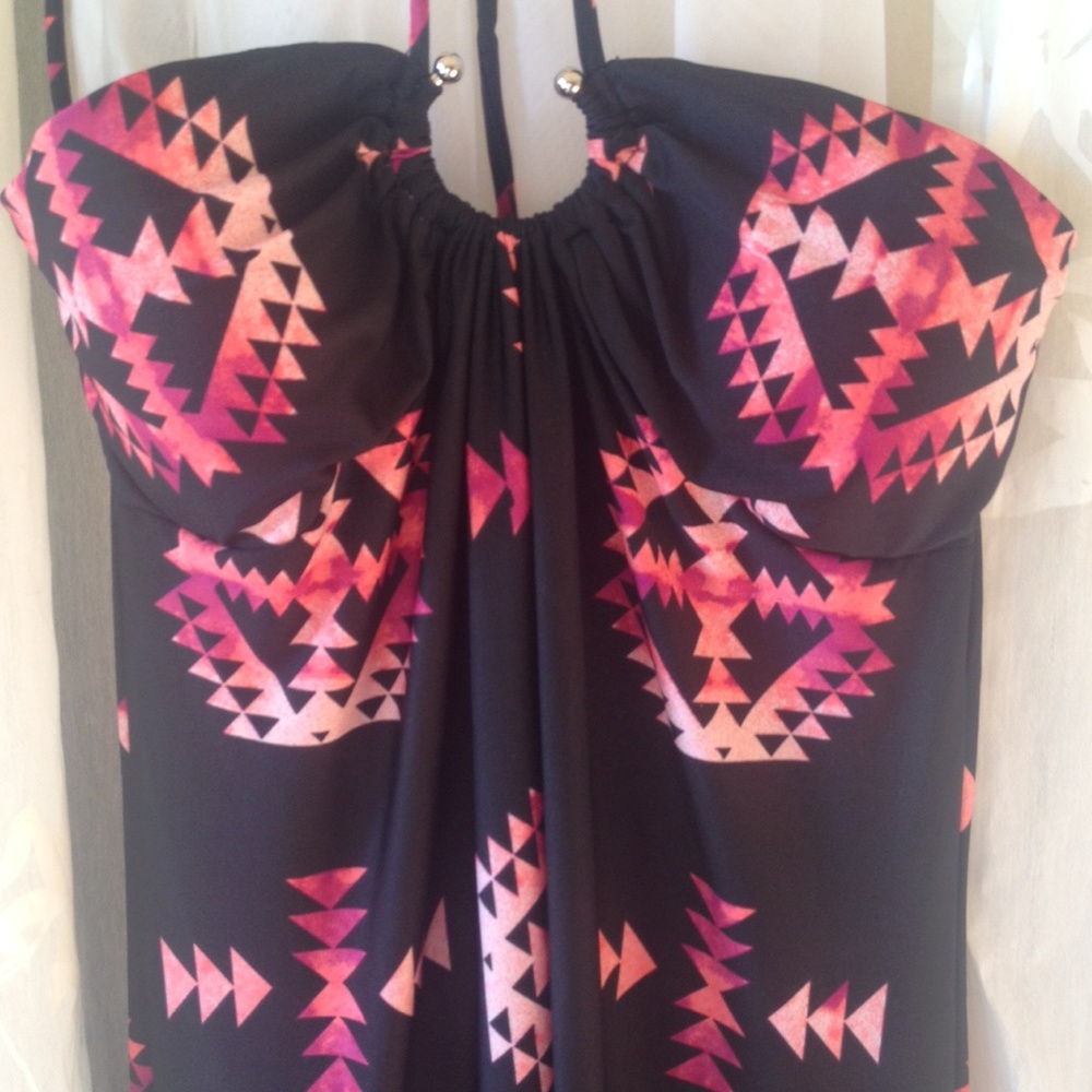 Gorgeous Black & Pink Aztec Maxi Dress | Strapless Summer Maxi | NWT - Picture 3 of 3